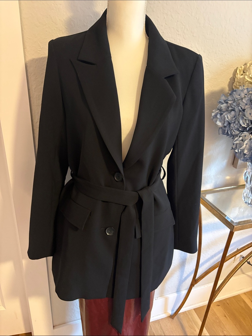 Good American Black Belted Women's Blazer Jacket NWOT